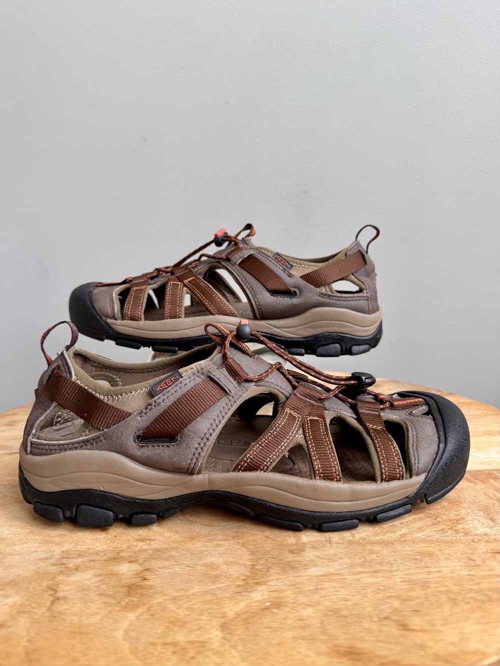 KEEN Owyhee Sport Sandals Mens Brown Waterproof Leather Trail Hiking Size 11.5